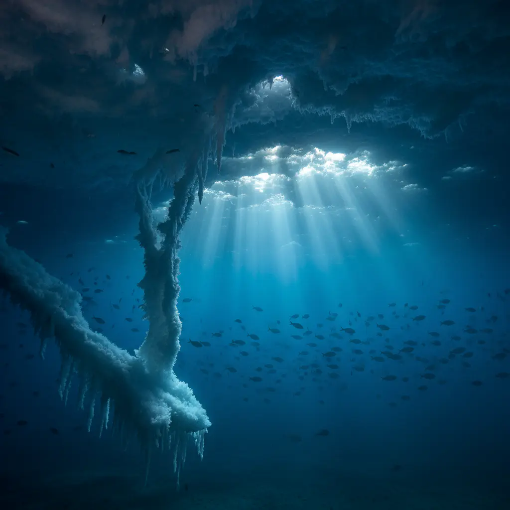 Underwater ice texture
