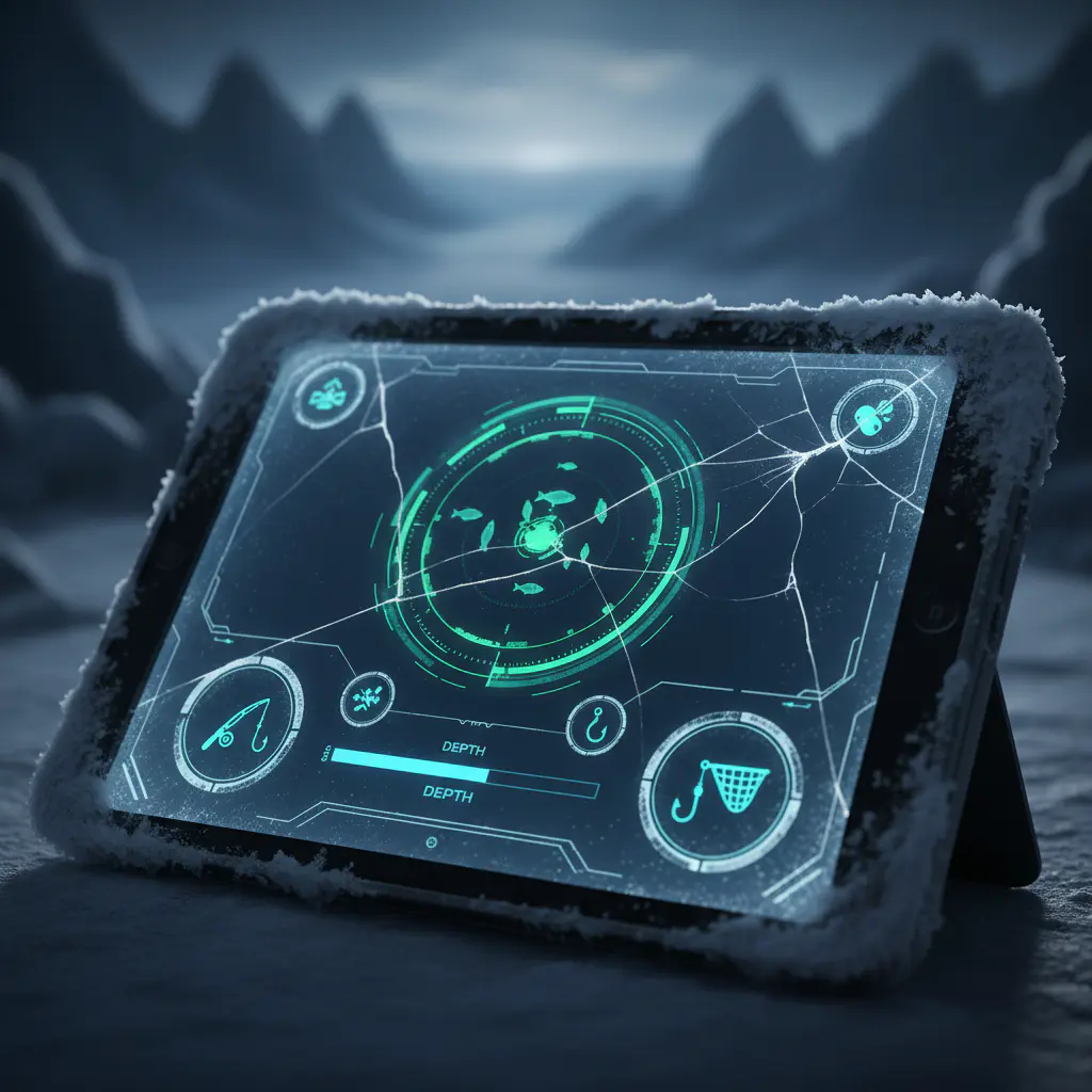 Gameplay interface showing sonar and fishing controls